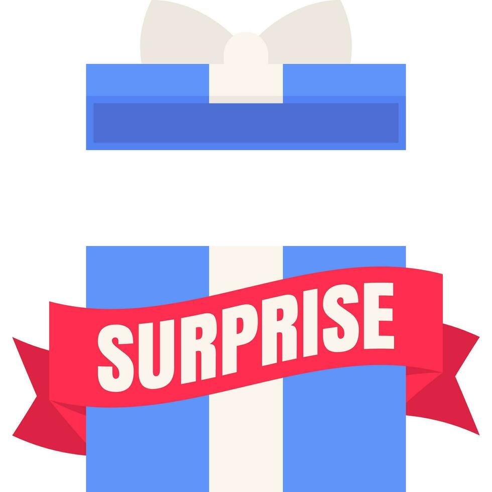 Blue gift box with surprise ribbon in flat design for using as banner vector