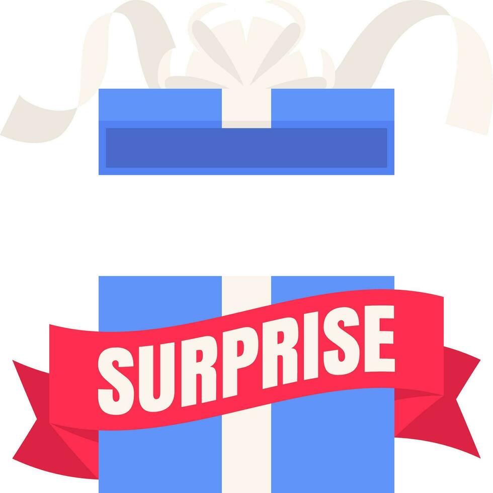 Blue gift box with surprise ribbon in flat design for using as banner vector