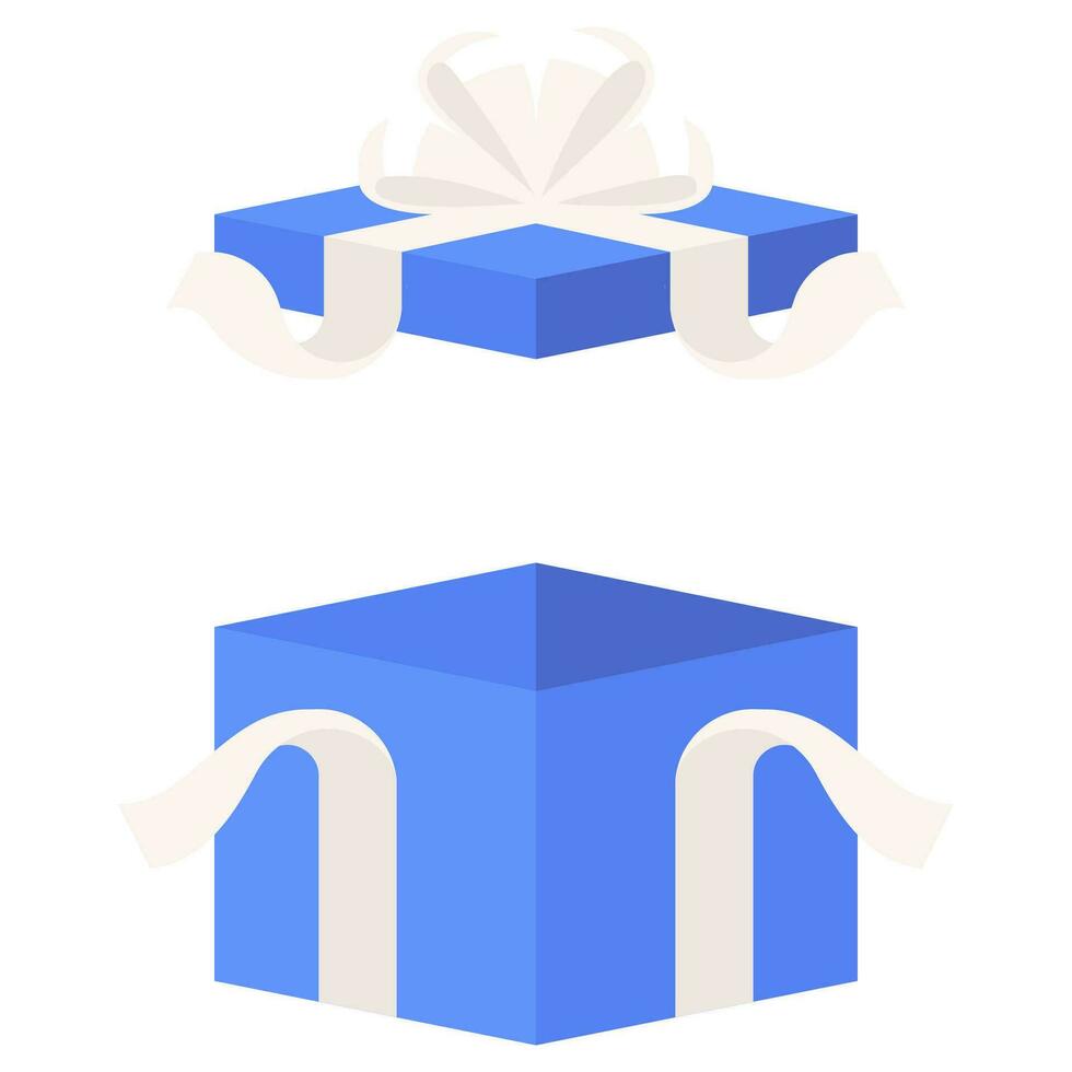 Blue gift box in flat design for using as banner vector