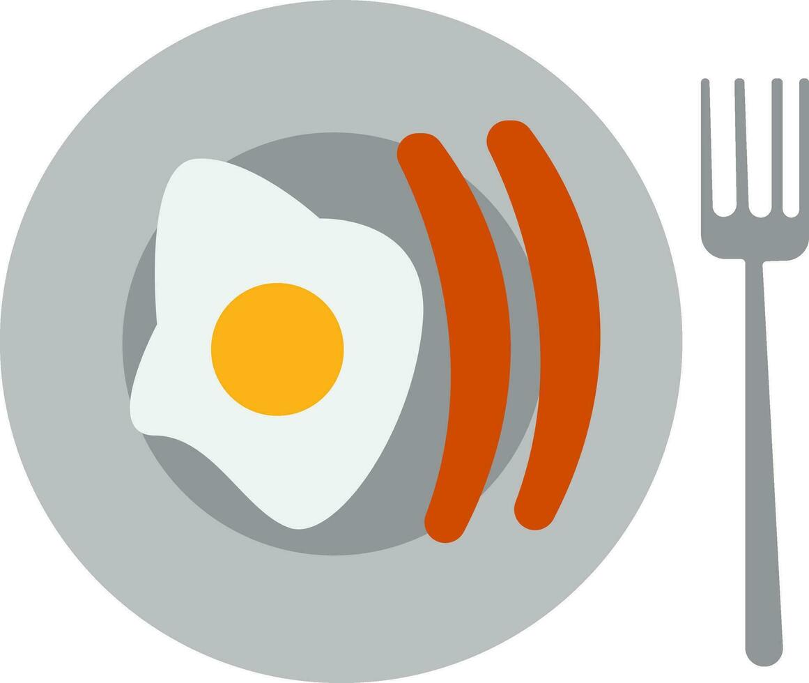 un alto proteína desayuno plato con huevos y salchichas vector color dibujo o ilustración