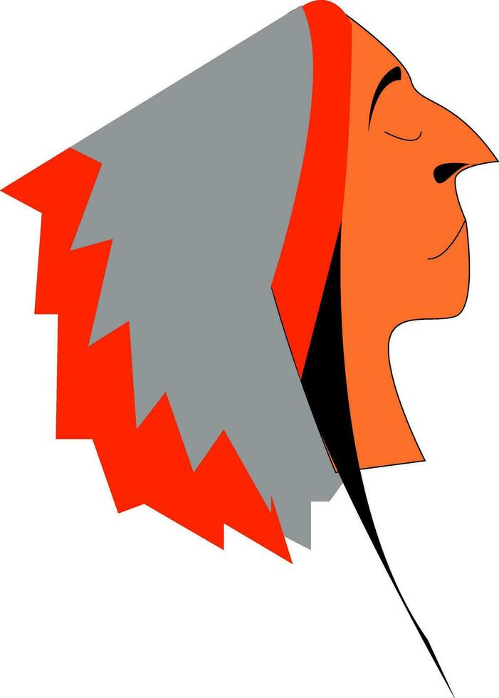 A native American or an Indian in his traditional head costume vector color drawing or illustration