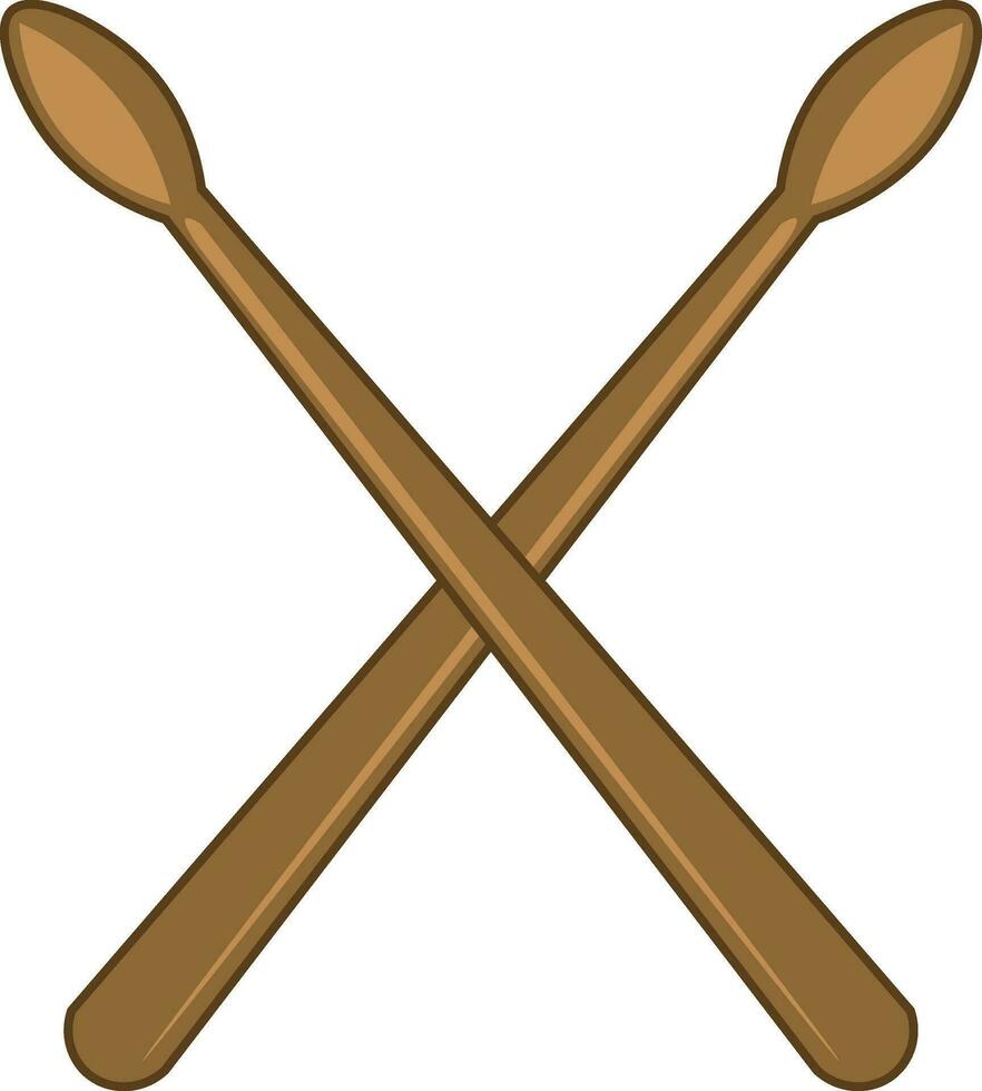 Two small wooden sticks are generally used to strike musical instruments like drum vector color drawing or illustration
