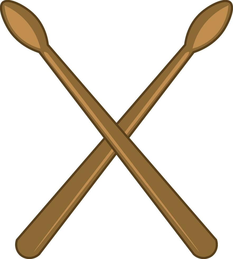 Two small wooden sticks are generally used to strike musical instruments like drum vector color drawing or illustration