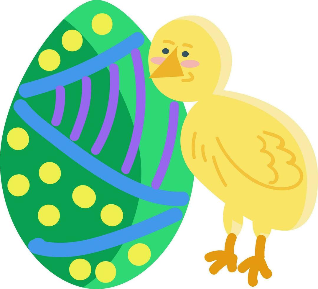 un decorado huevo y un bebé pollo simbolizando festivo temporada de Pascua de Resurrección vector color dibujo o ilustración