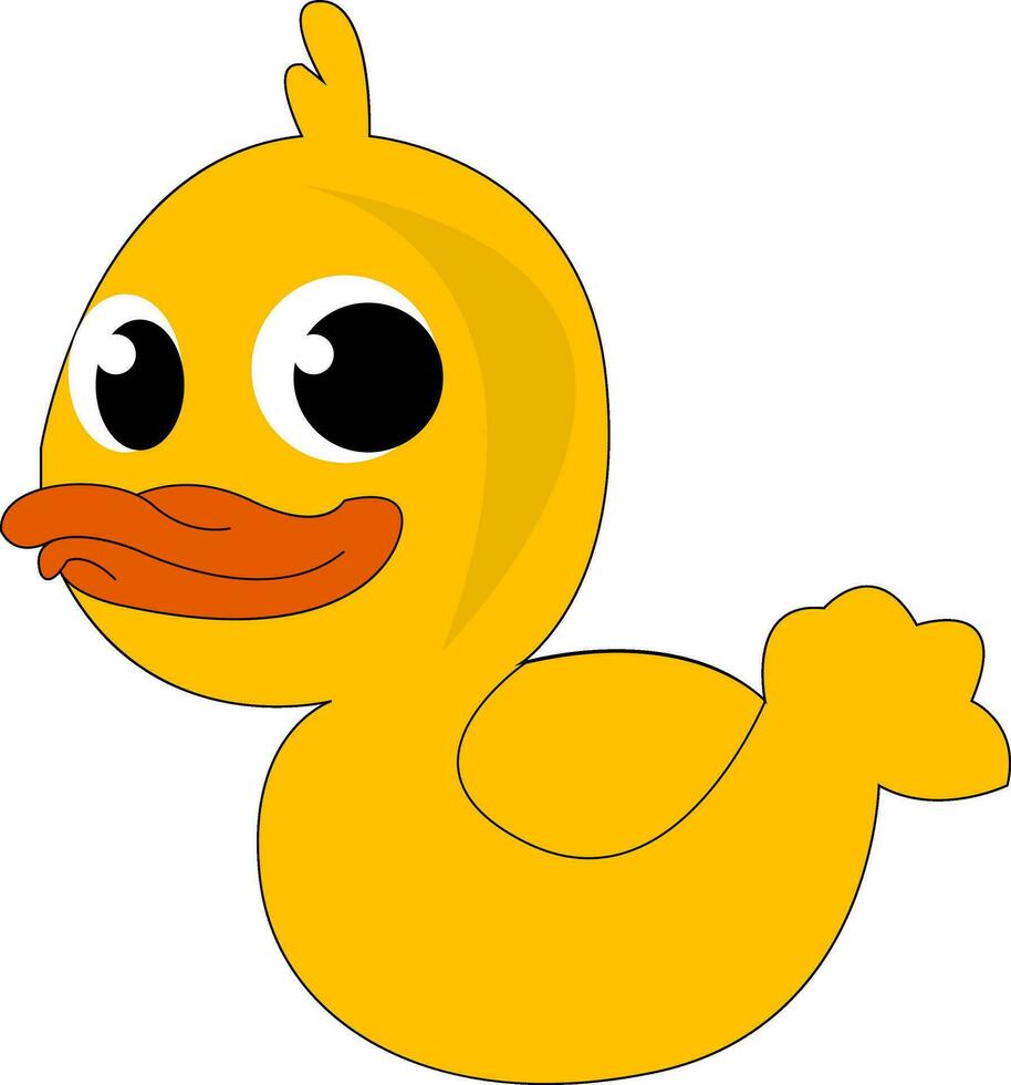 A yellow rubber duck with red bill generally used as children's bath time play toy vector color drawing or illustration