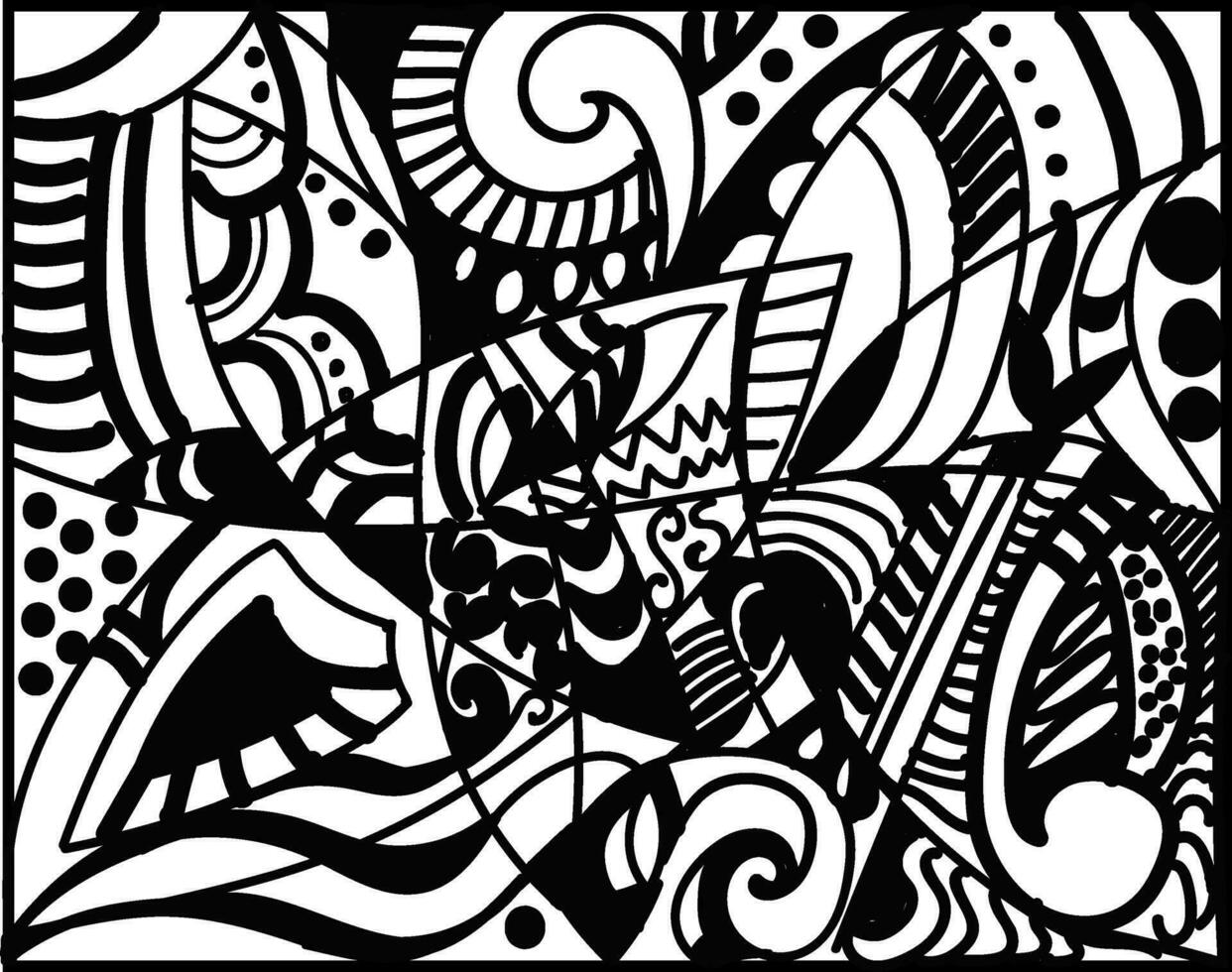 A beautiful black and white doodle art using ink vector color drawing or illustration