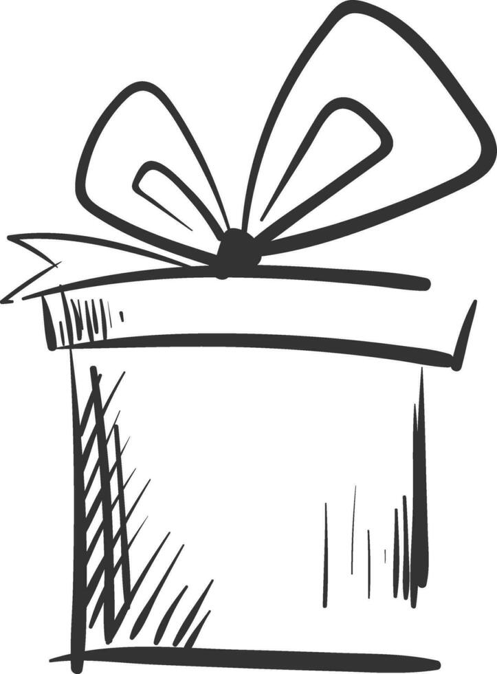 A black and white sketch of a present box topped with decorative bow works especially well for gifts vector color drawing or illustration