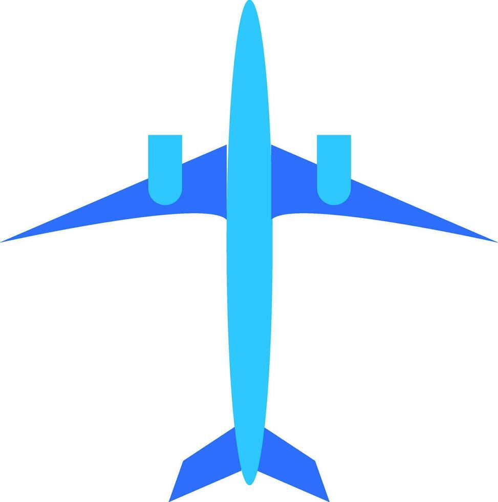 Picture of a blue aircraft with two engines ready for take off vector color drawing or illustration