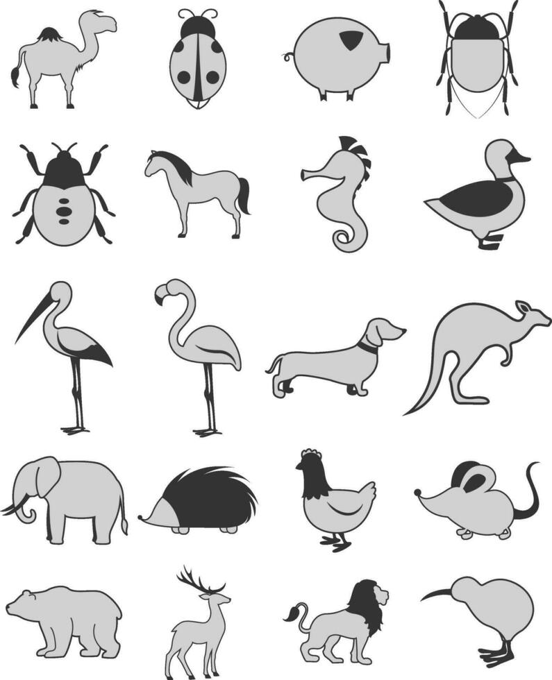 Animal kingdom, illustration, vector on white background.