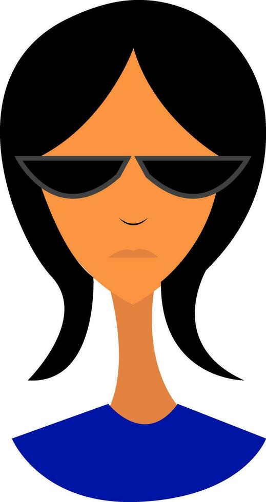 Young lady with black hair and sunglasses vector or color illustration