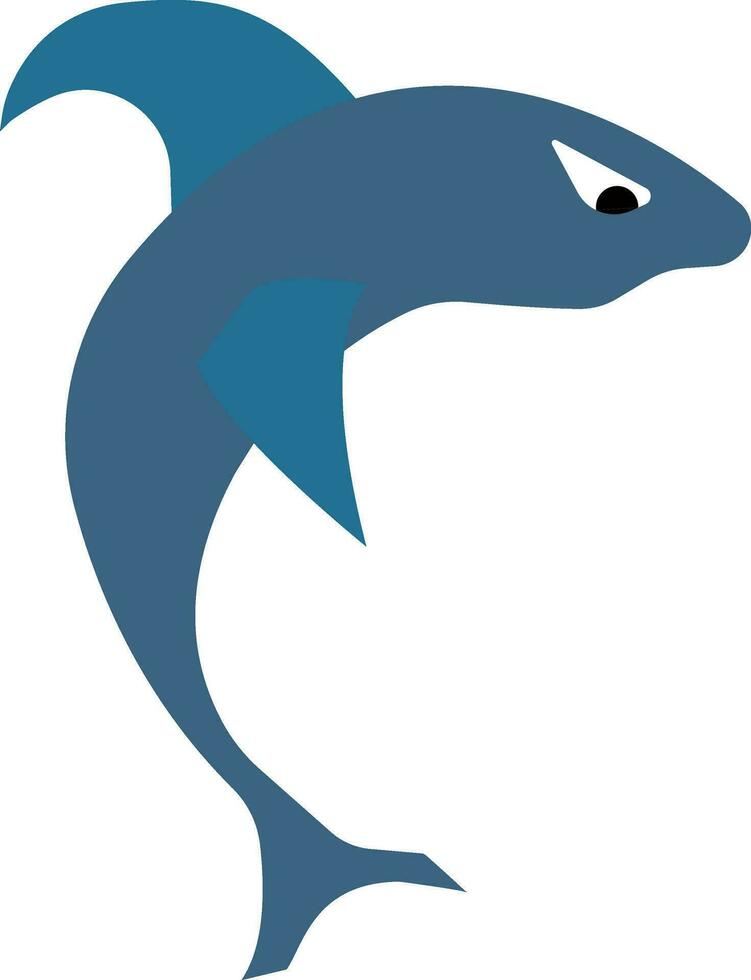 A blue shark in jumping out of water vector or color illustration