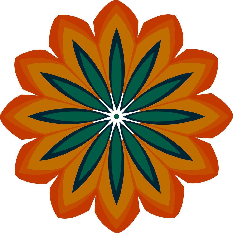 un brillante mandala en naranja y verde color vector o color ilustración