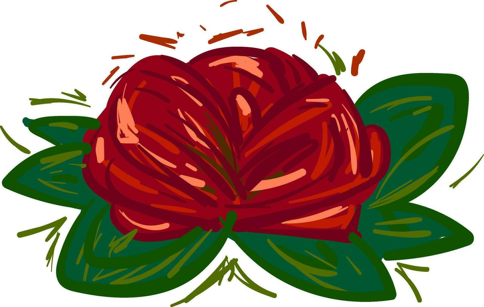 Rosa flor con verde hojas vector o color ilustración