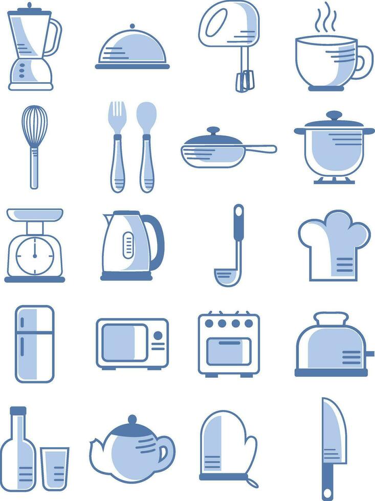 Kitchen appliances, illustration, vector on white background.