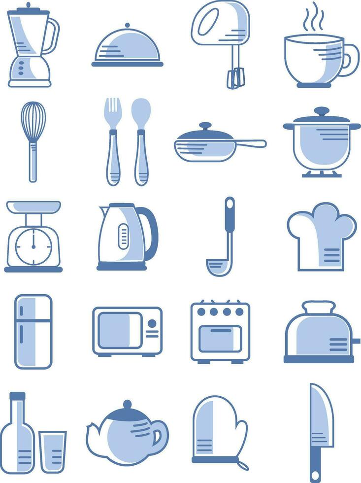 cocina accesorios, ilustración, vector en blanco antecedentes.