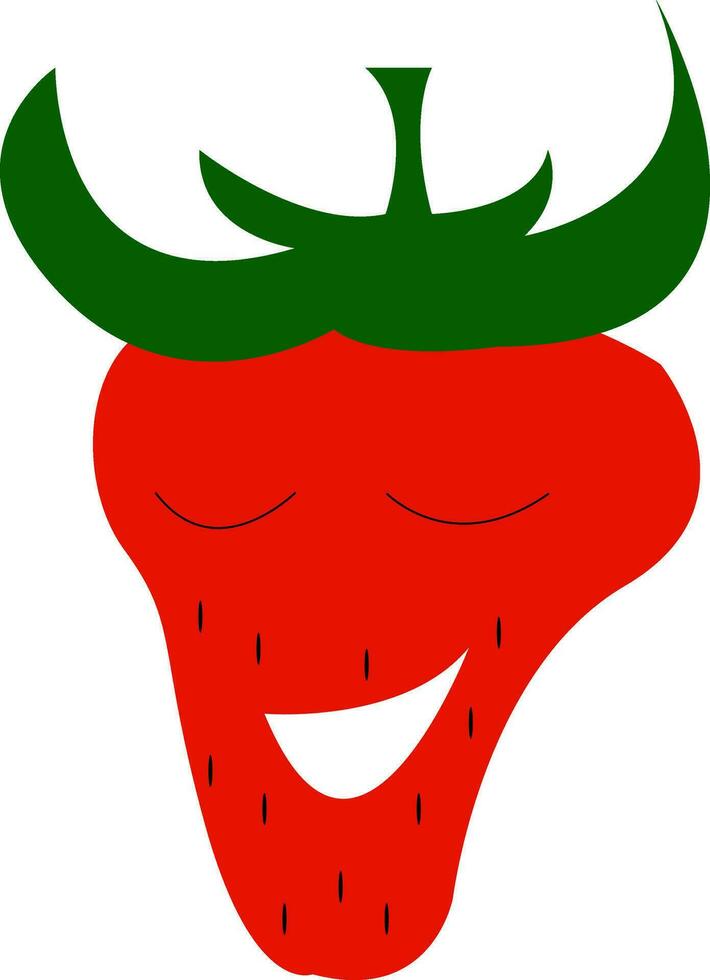 Funny face of strawberry vector or color illustration