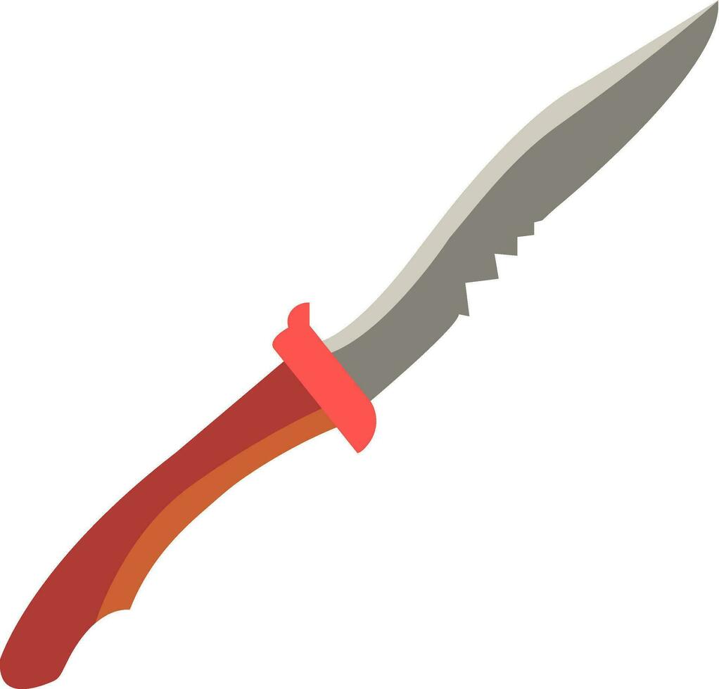 Hunter knife with handle vector or color illustration