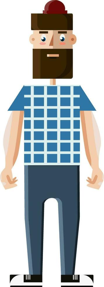 Man with beard and blue sweater vector or color illustration