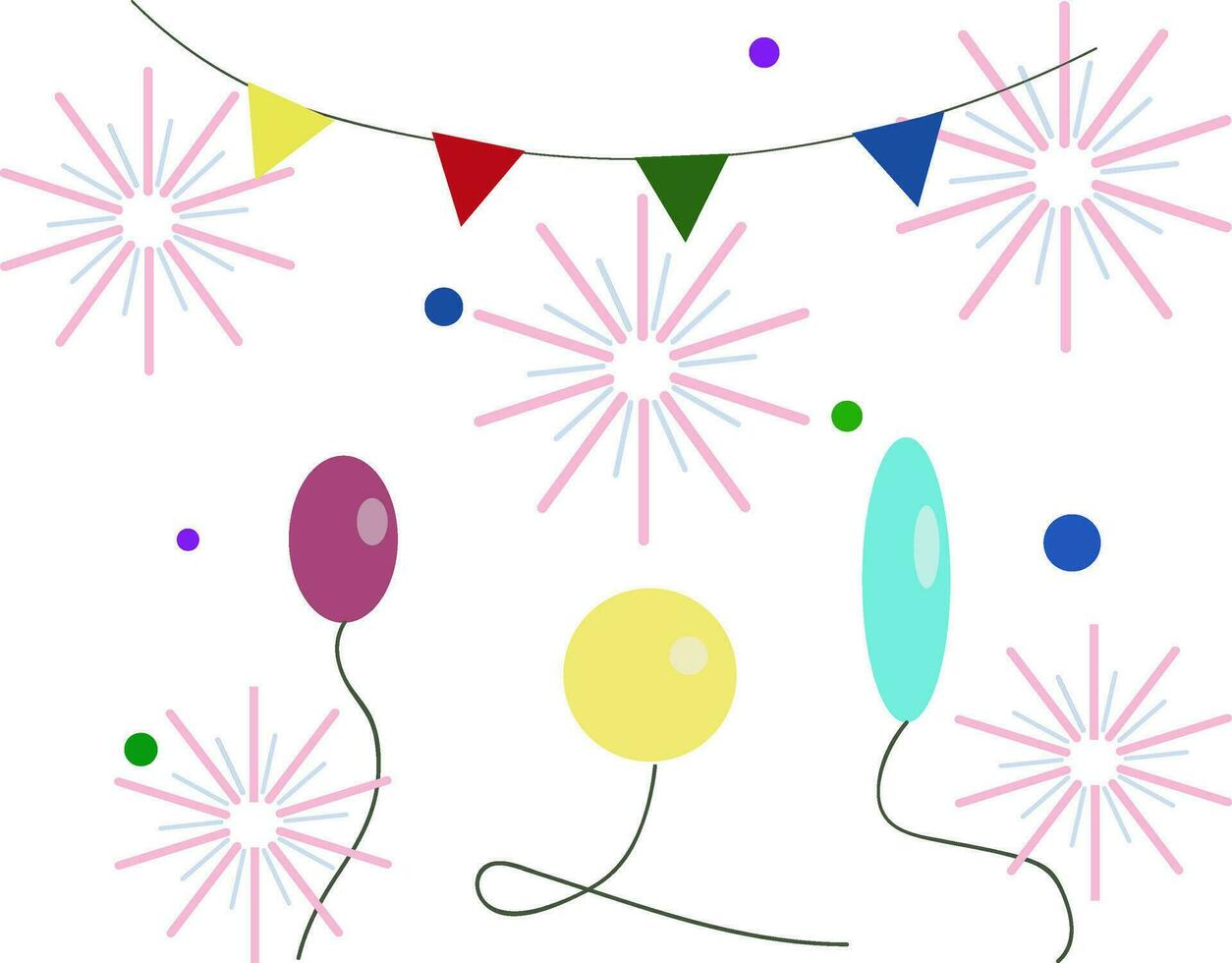 celebración decoración con globos bandera y papel picado vector o color ilustración