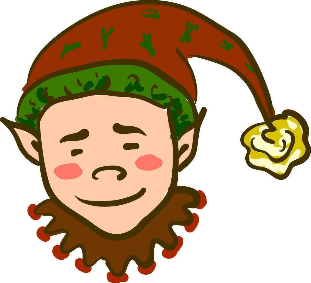 Elf in red and green costume vector or color illustration