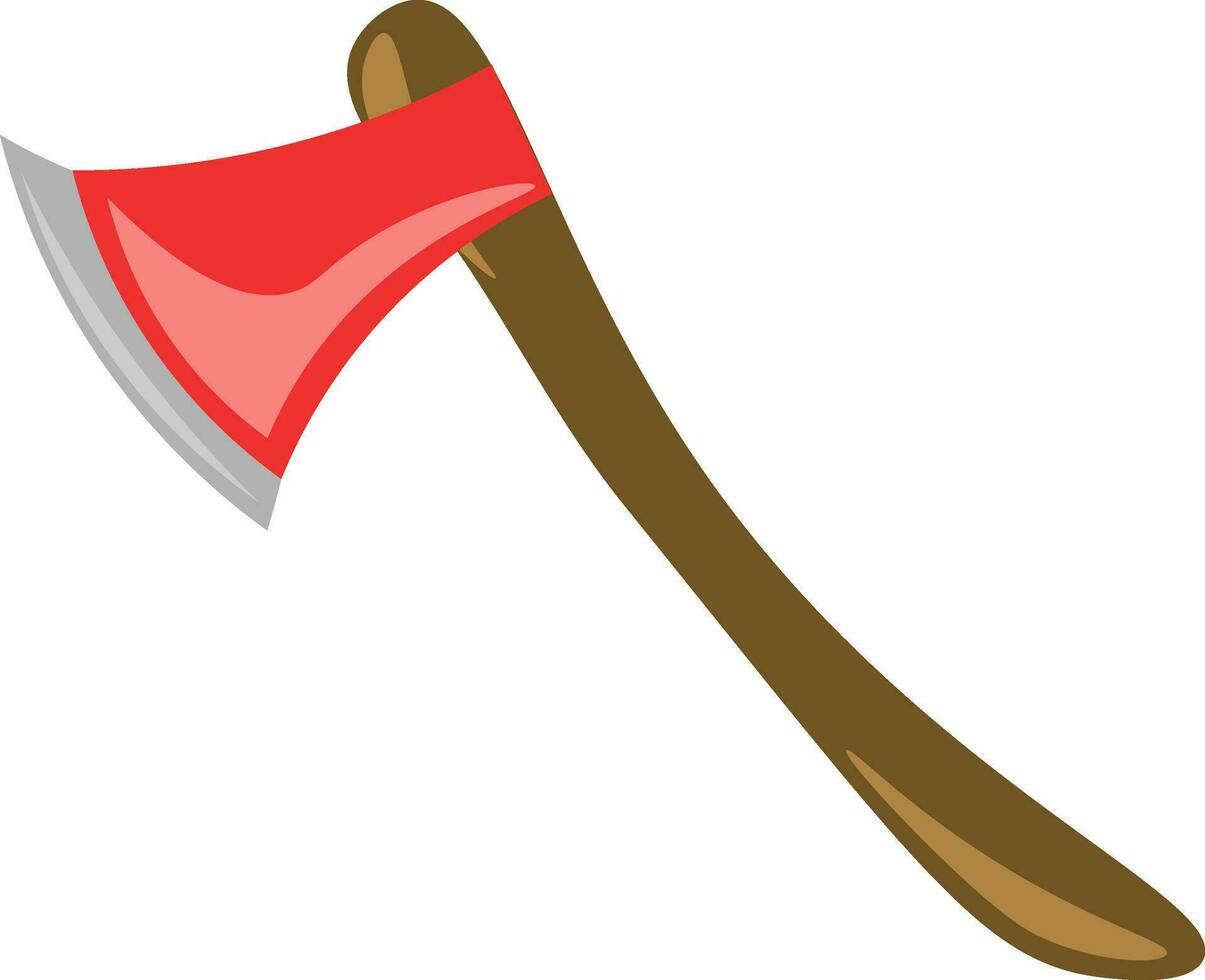Axe with wooden arm and steel blade vector or color illustration