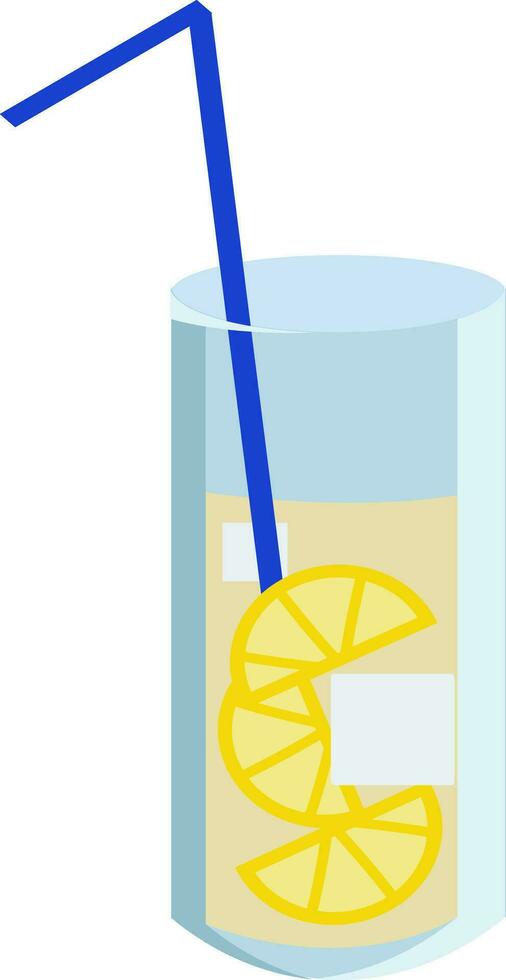 A glass of lemon drink vector or color illustration
