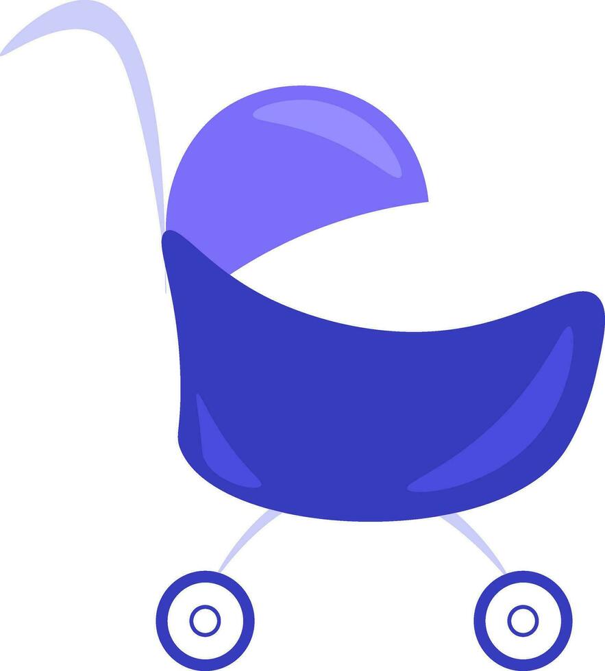 A blue baby carriage vector or color illustration