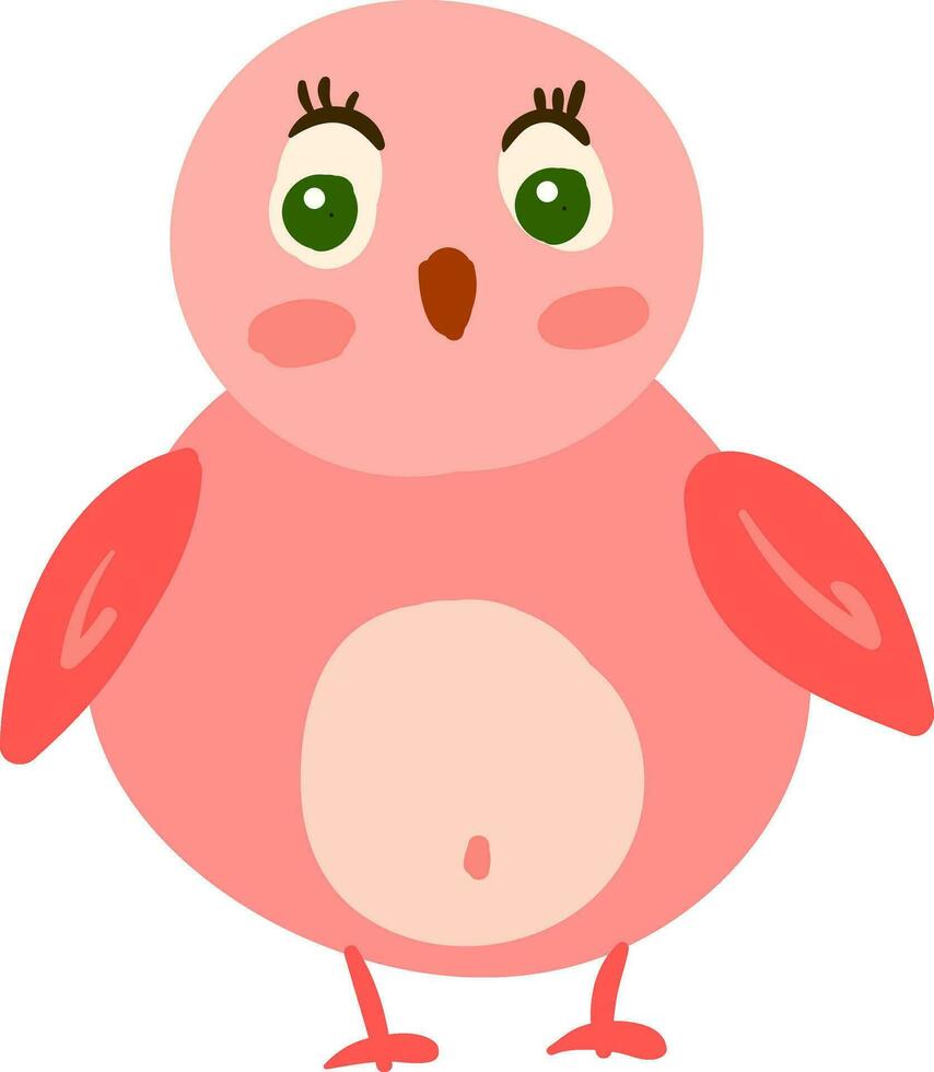 un pequeño sorprendido rosado pájaro vector o color ilustración