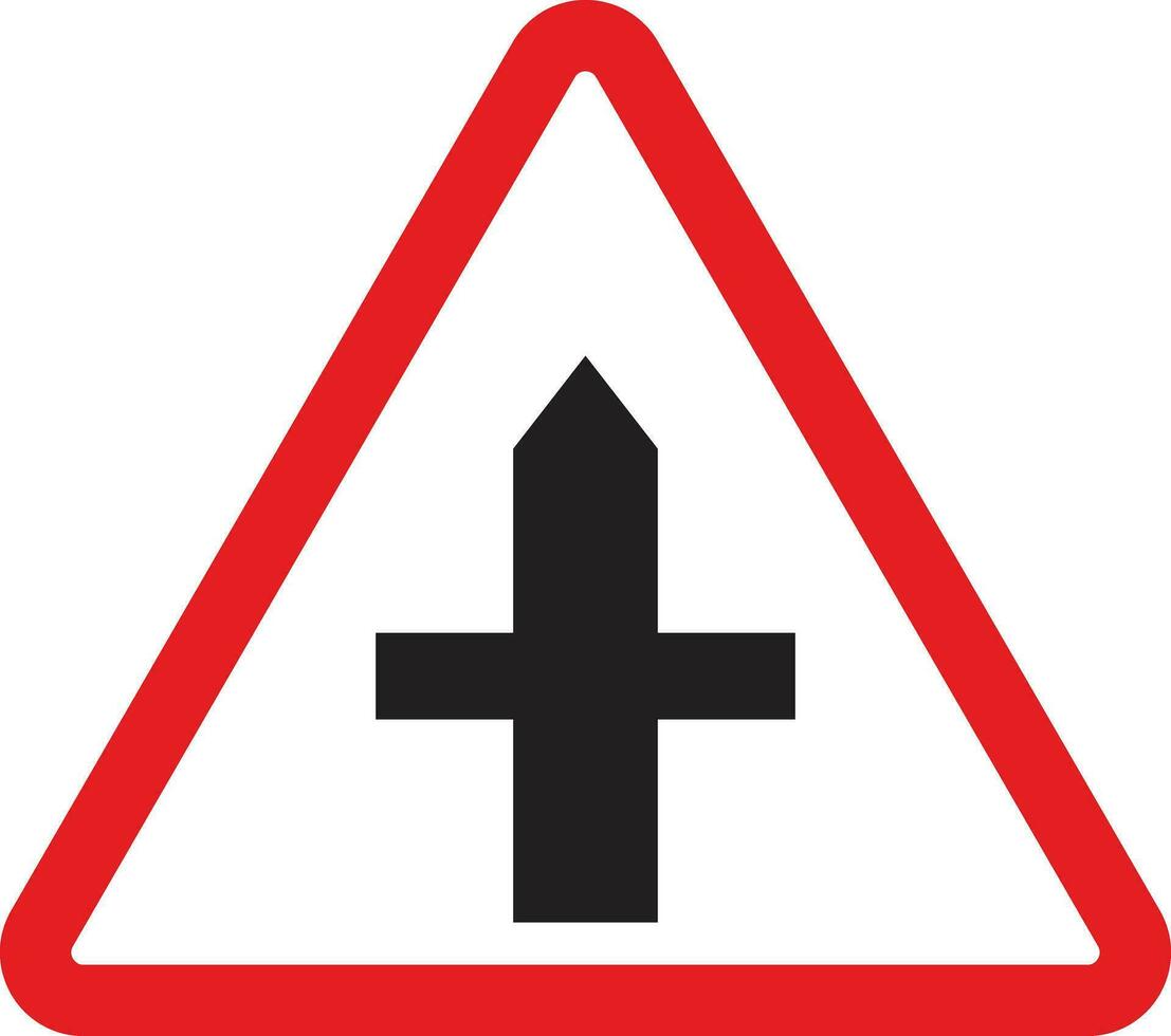 Intersection sign of main road with secondary road . Vector illustration