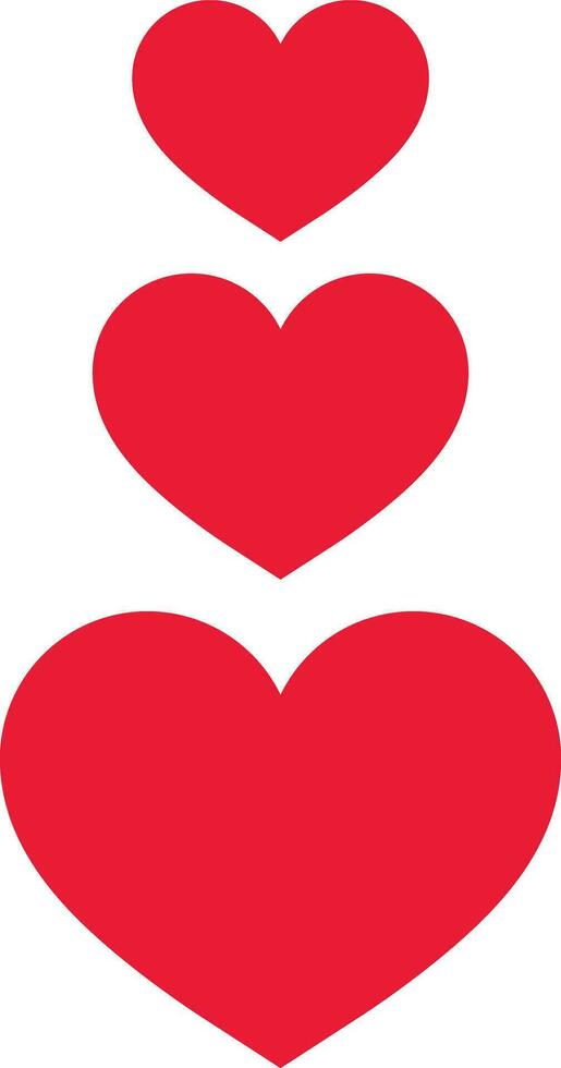 Three hearts icon in red color isolated on white background . vector