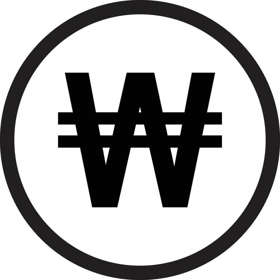 Korean won sign . Won circle sign isolated on white background . Vector