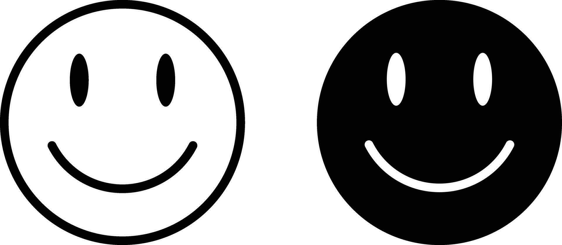 Smile icon set in two styles isolated on white background . Happy face icon vector