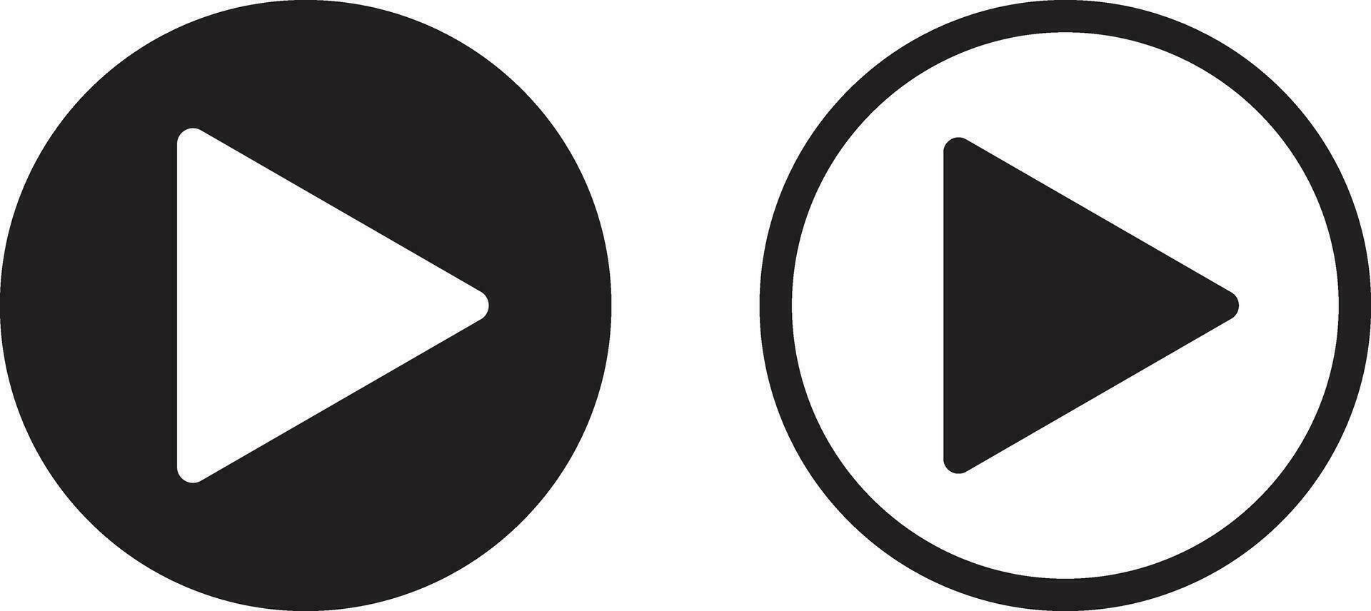 Play icon set in two styles isolated on white background . Video play button icon vector