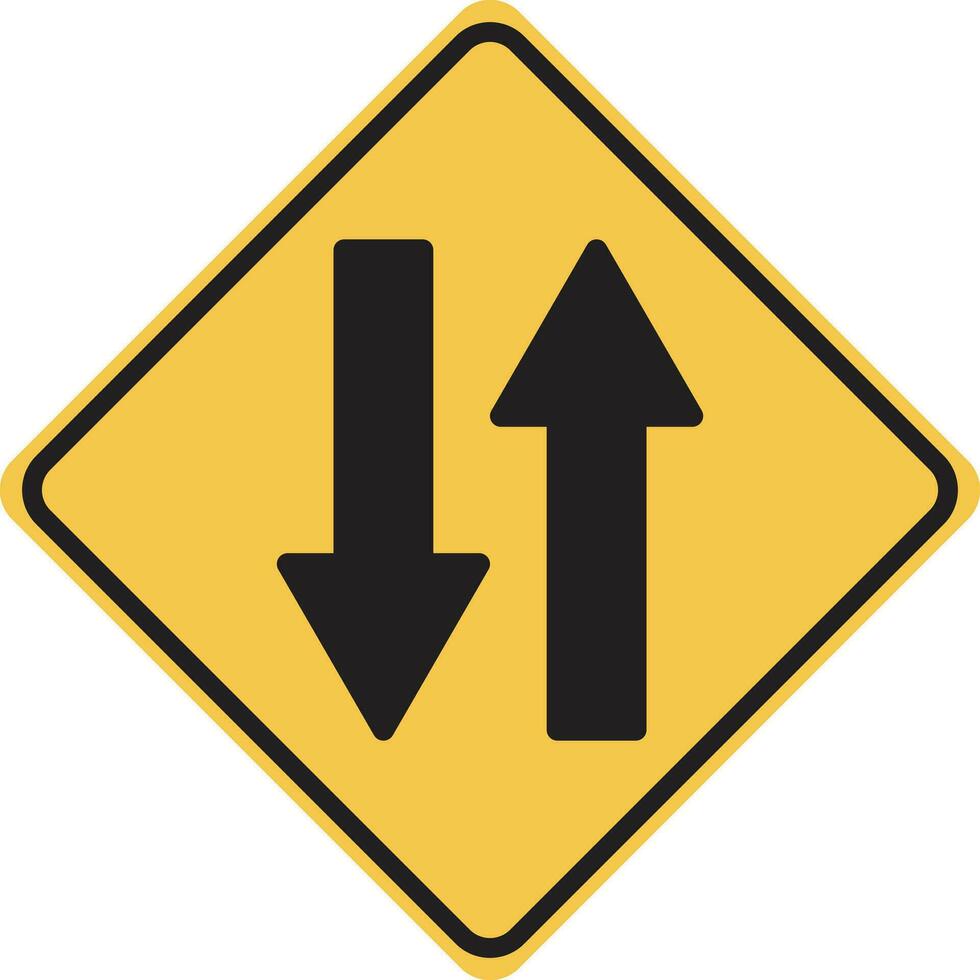 Two way traffic sign vector isolated on white background . Two way sign icon