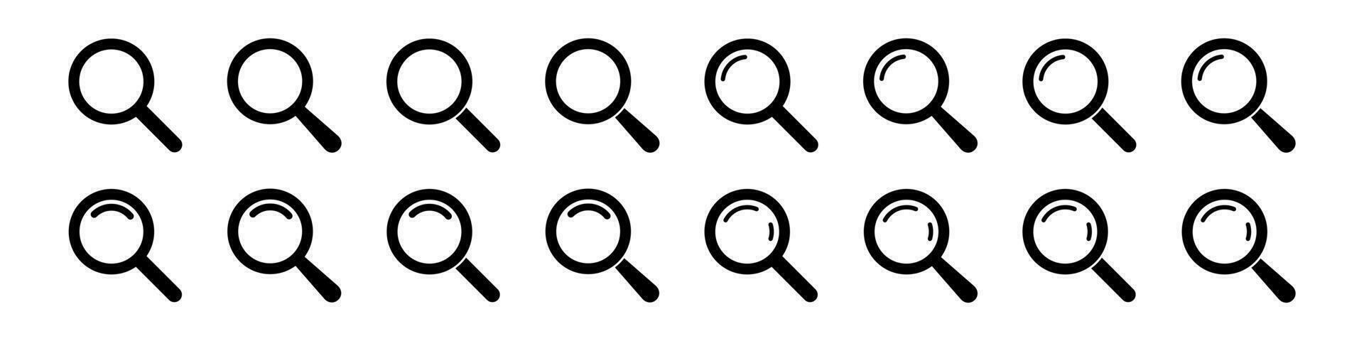 Search icon. Magnifying glass icon, vector magnifier or loupe sign.