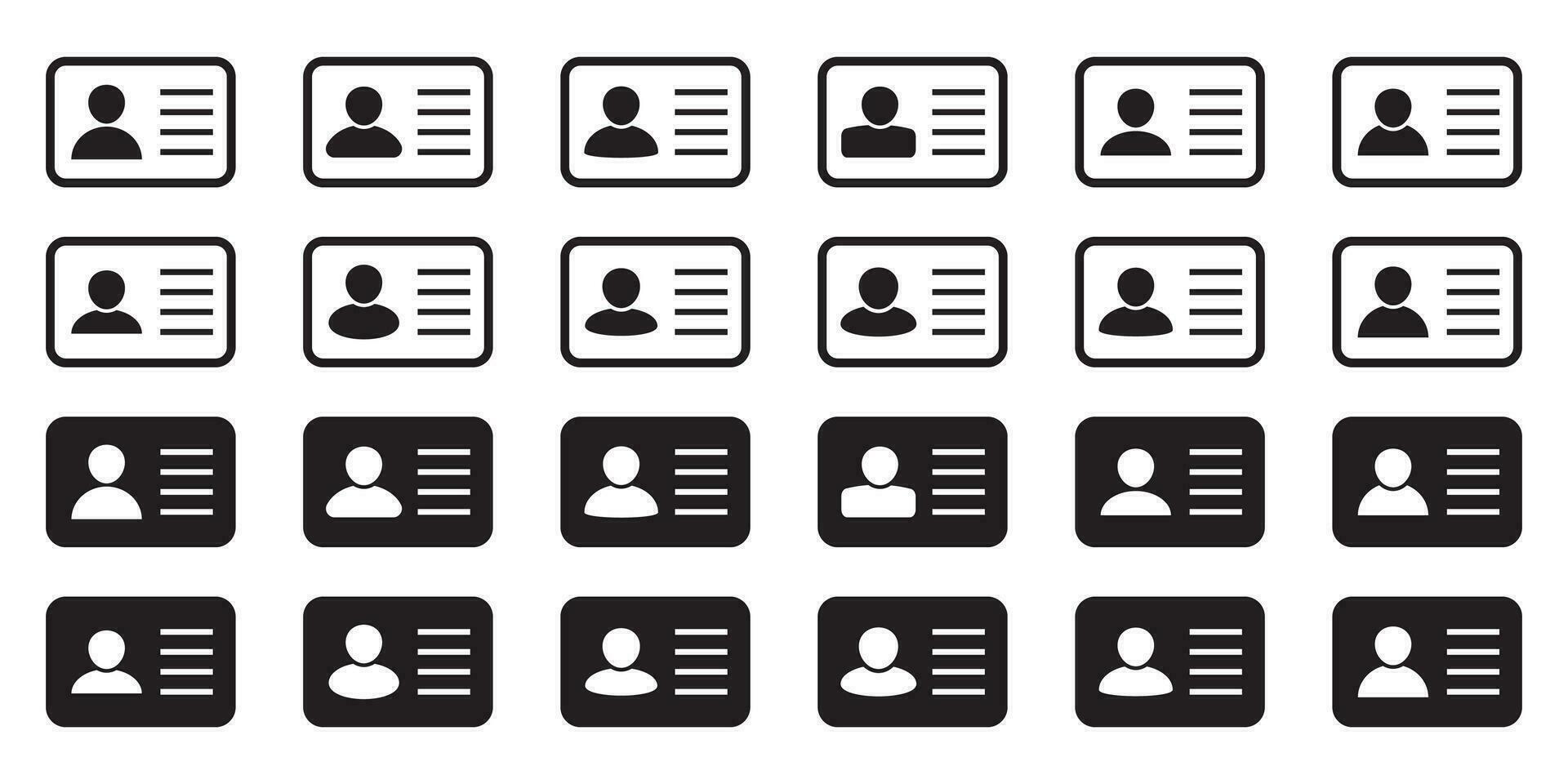 ID Card icon. Employee clerk card, driver license, Identification card, staff identification card symbol. Design for website and mobile app. vector