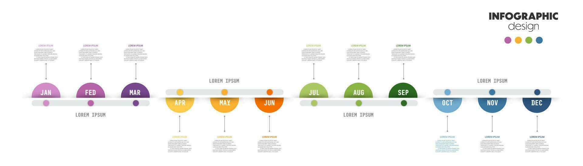 vector infografía modelo para negocio. 12 meses cronograma diagrama calendario, presentación infografía.