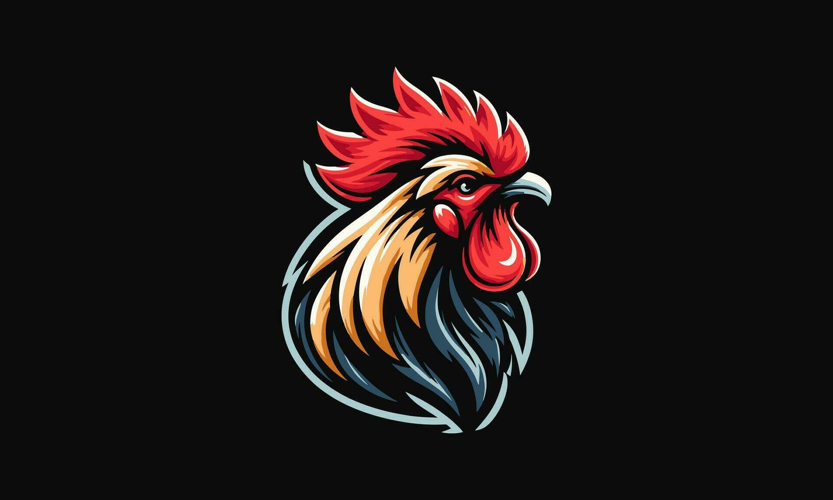 head rooster vector illustration flat design