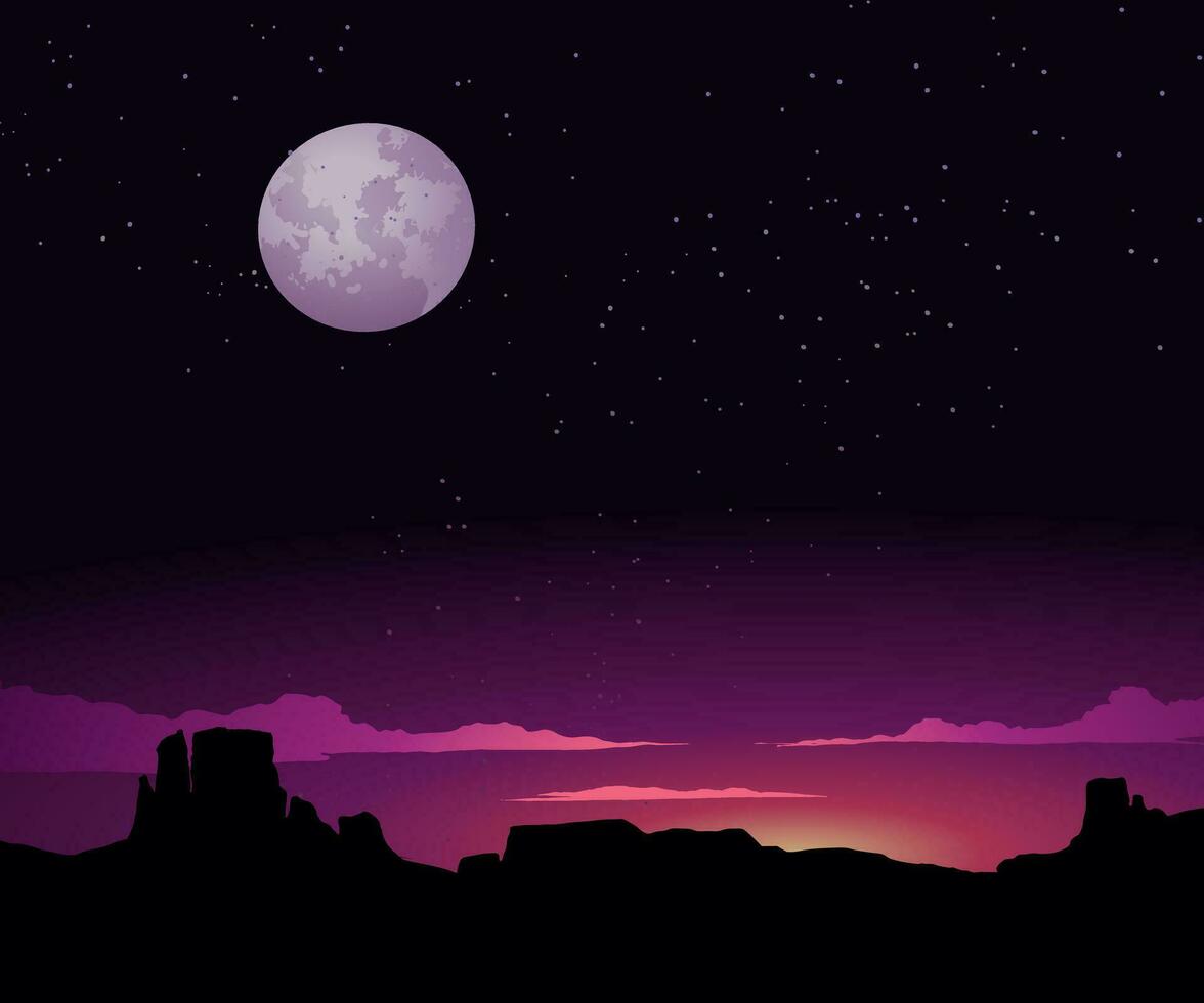 Full moon in beautiful night sky with stars vector