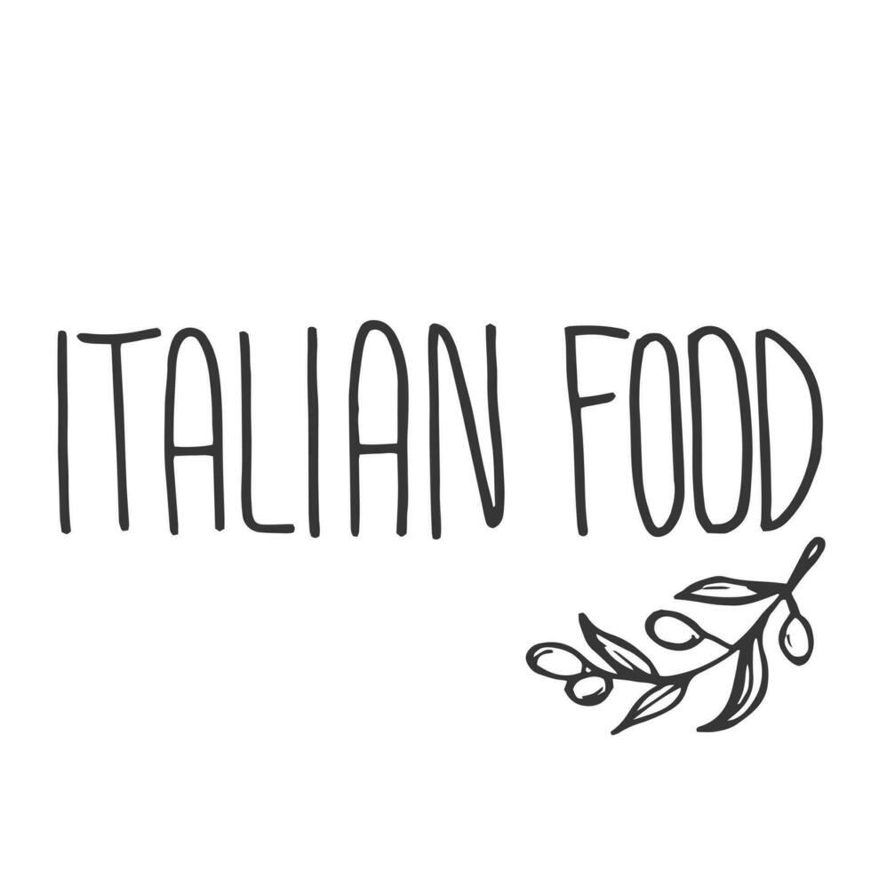 italiano alimento. escrito vector letras.