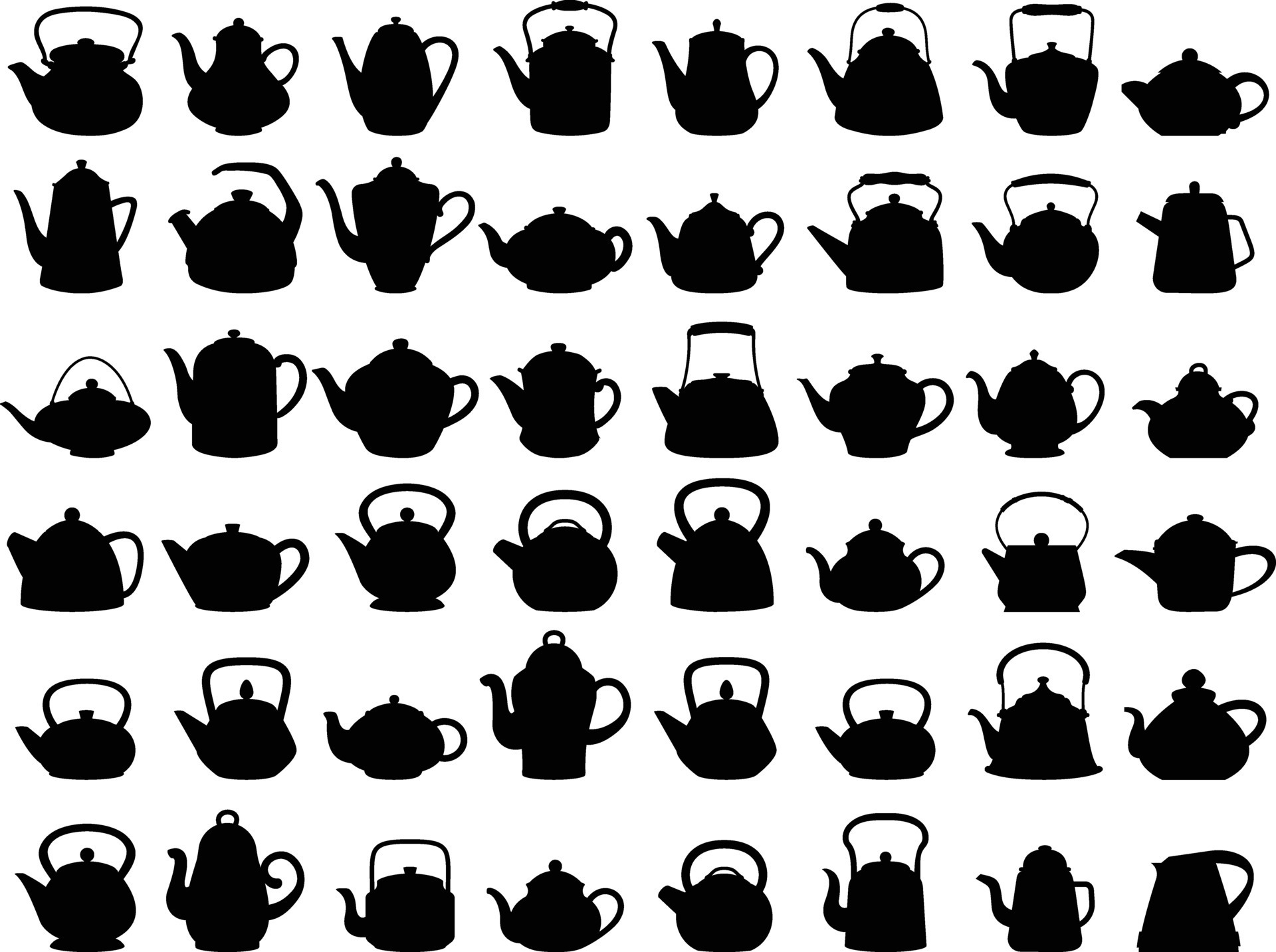 Teapot and kettle silhouettes 35402267 Vector Art at Vecteezy