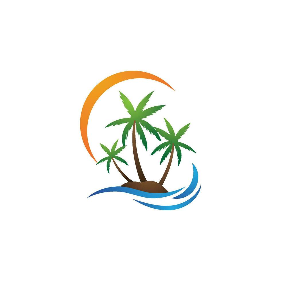 Palm tree summer logo template vector