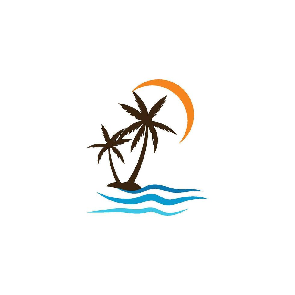 Palm tree summer logo template vector