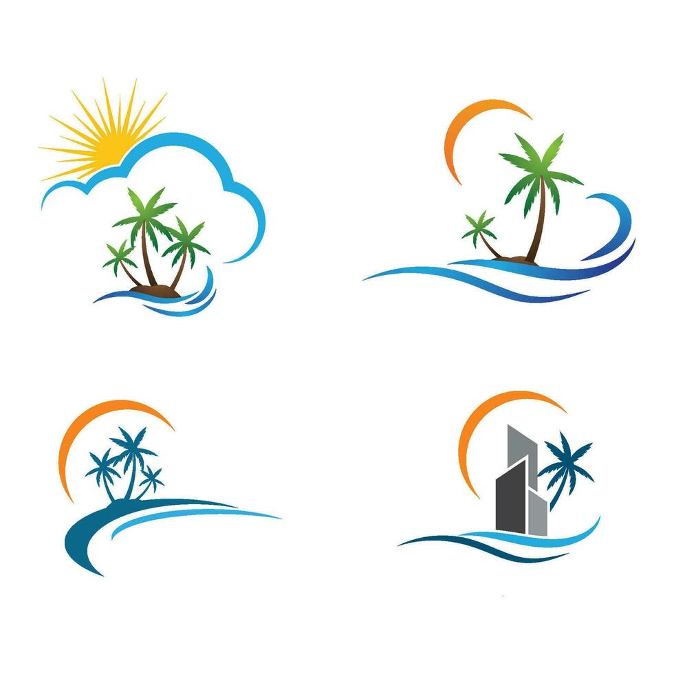 Palm tree summer logo template vector