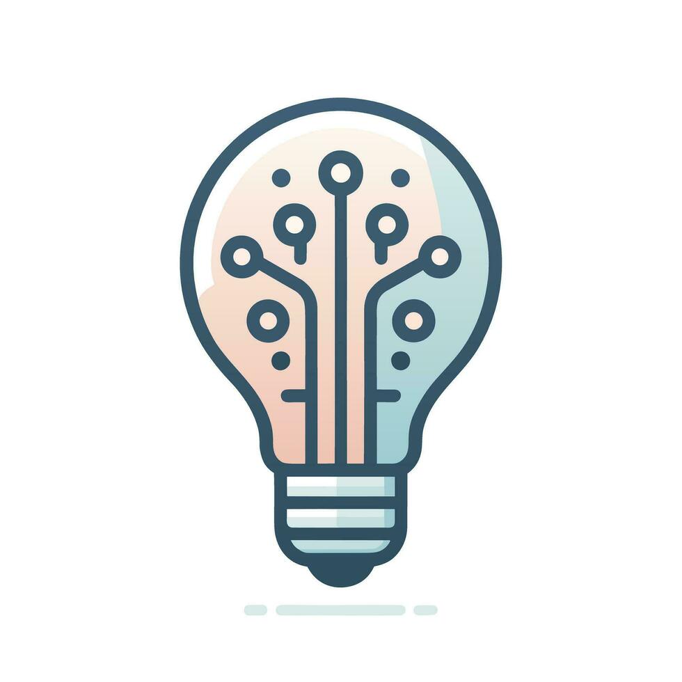 AI generated Computer solutions filled gradient logo. Innovation business value. Light bulb with circuit element icon. Design element. Ai art for corporate branding vector