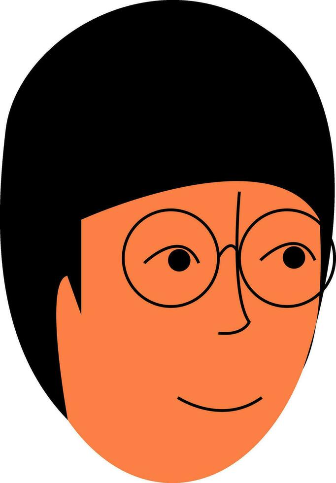 Black hair nerdy girl's portrait vector or color illustration