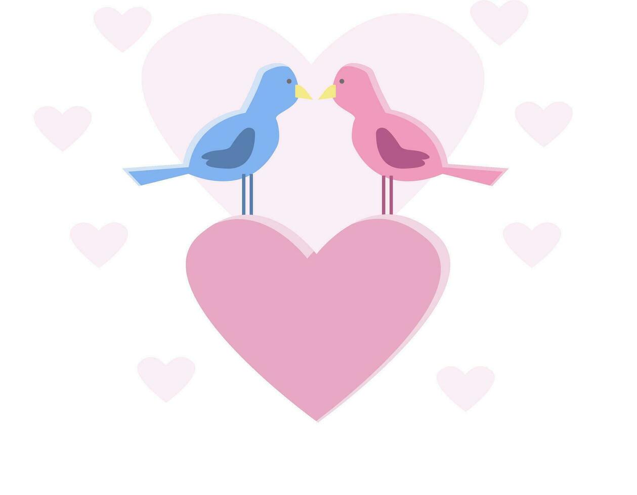 Valentine symbol with two birds vector or color illustration
