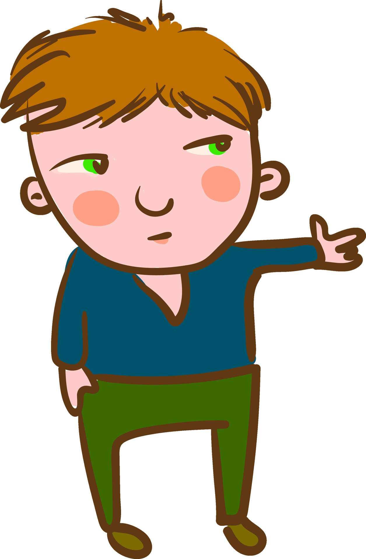 Boy with extended arm vector or color illustration 35402638 Vector Art