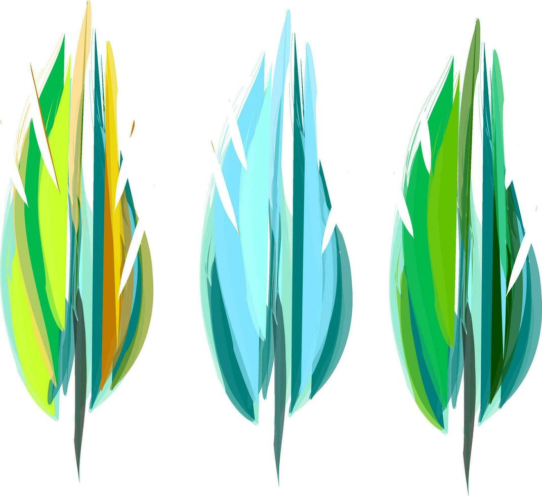 Gorgeous green feather vector or color illustration
