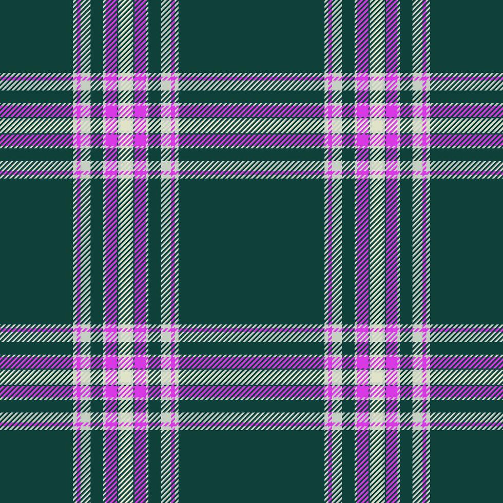 Plaid seamless pattern in green. Check fabric texture. Vector textile print.